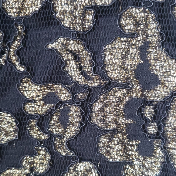 Vintage Black and Gold Lace and Chiffon Dress - Picture 5 of 8